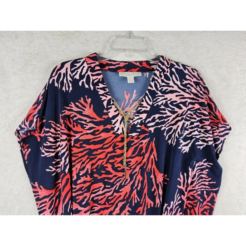 Michael Kors MK Women’s Chain Tie Coral Reef Print Top Size XS